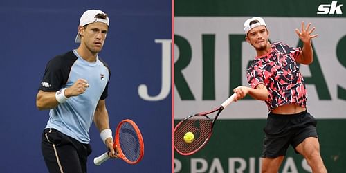 Diego Schwartzman (L) and Tomas Machac.