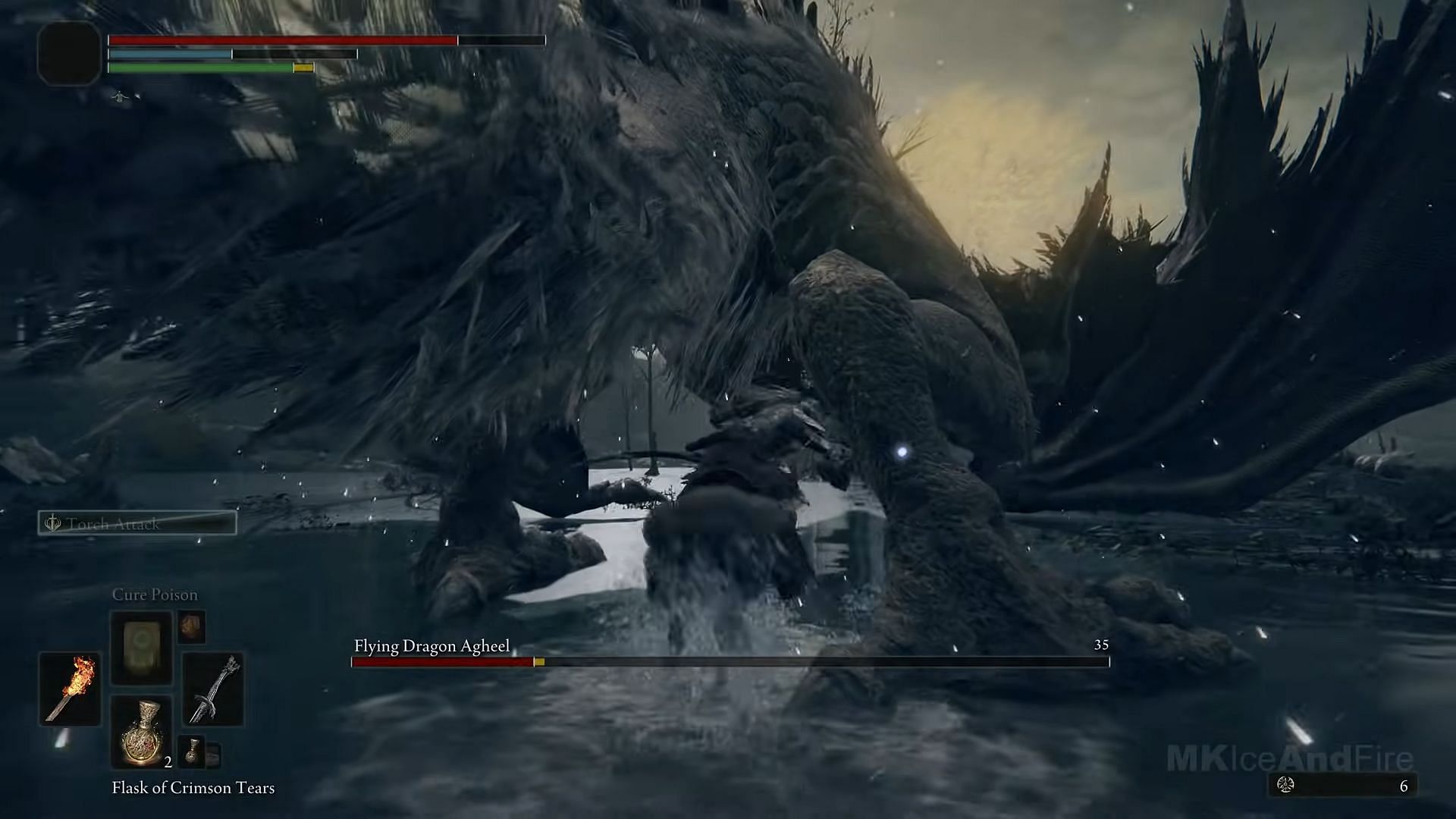 Agheel is probably the easiest dragon fights in Elden Ring (Image via MKIceAndFire/Youtube)