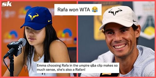 Emma Raducanu was spotted wearing a cap with Rafael Nadal's 'Raging Bull' logo on it