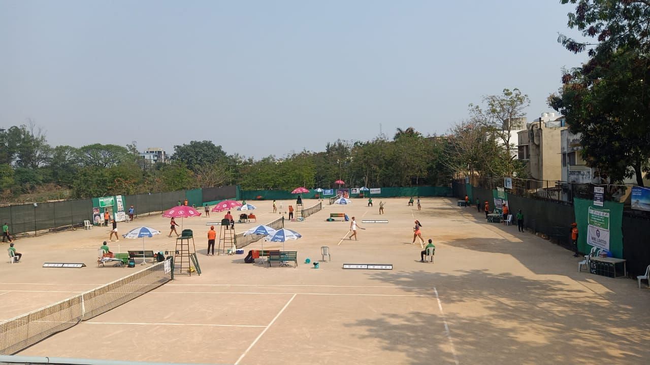 Players in action at the Ram Nagar MSLTA courts in Nagpur on Friday. (Picture: MSLTA)