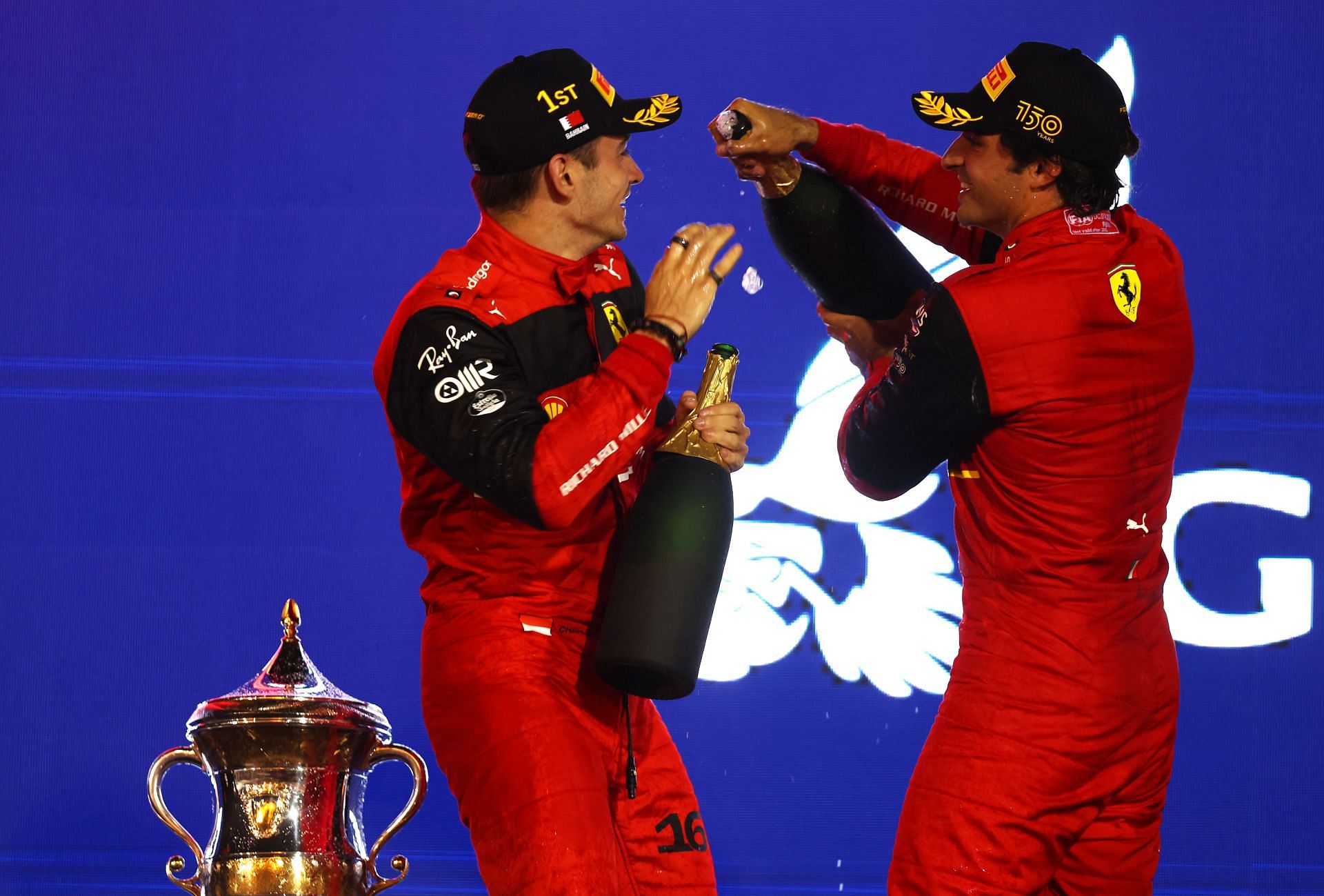 Charles Leclerc (left) and Carlos Sainz (right) at the F1 Grand Prix of Bahrain