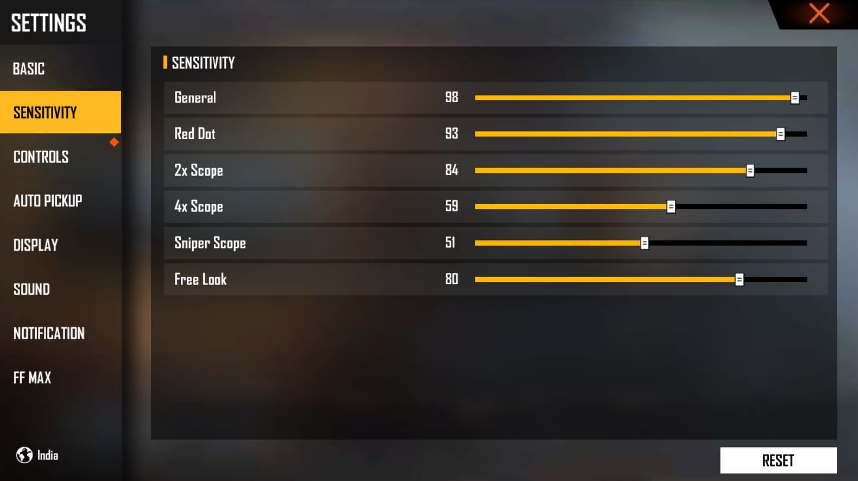 Players need to adjust sensitivity for comfortable in-game controls (Image via Garena)