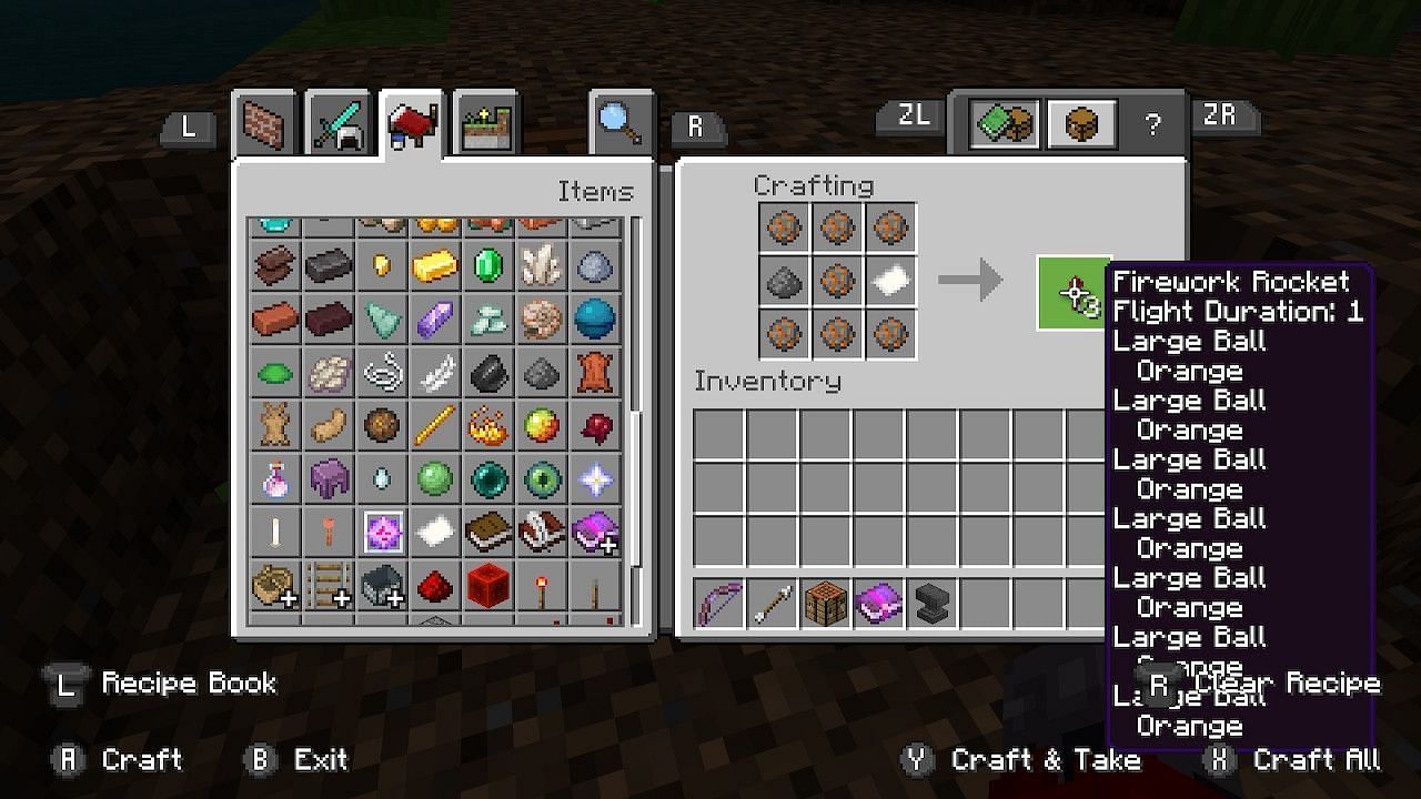 Players can add up to 7 different firework stars to their fireworks (Image via Minecraft)