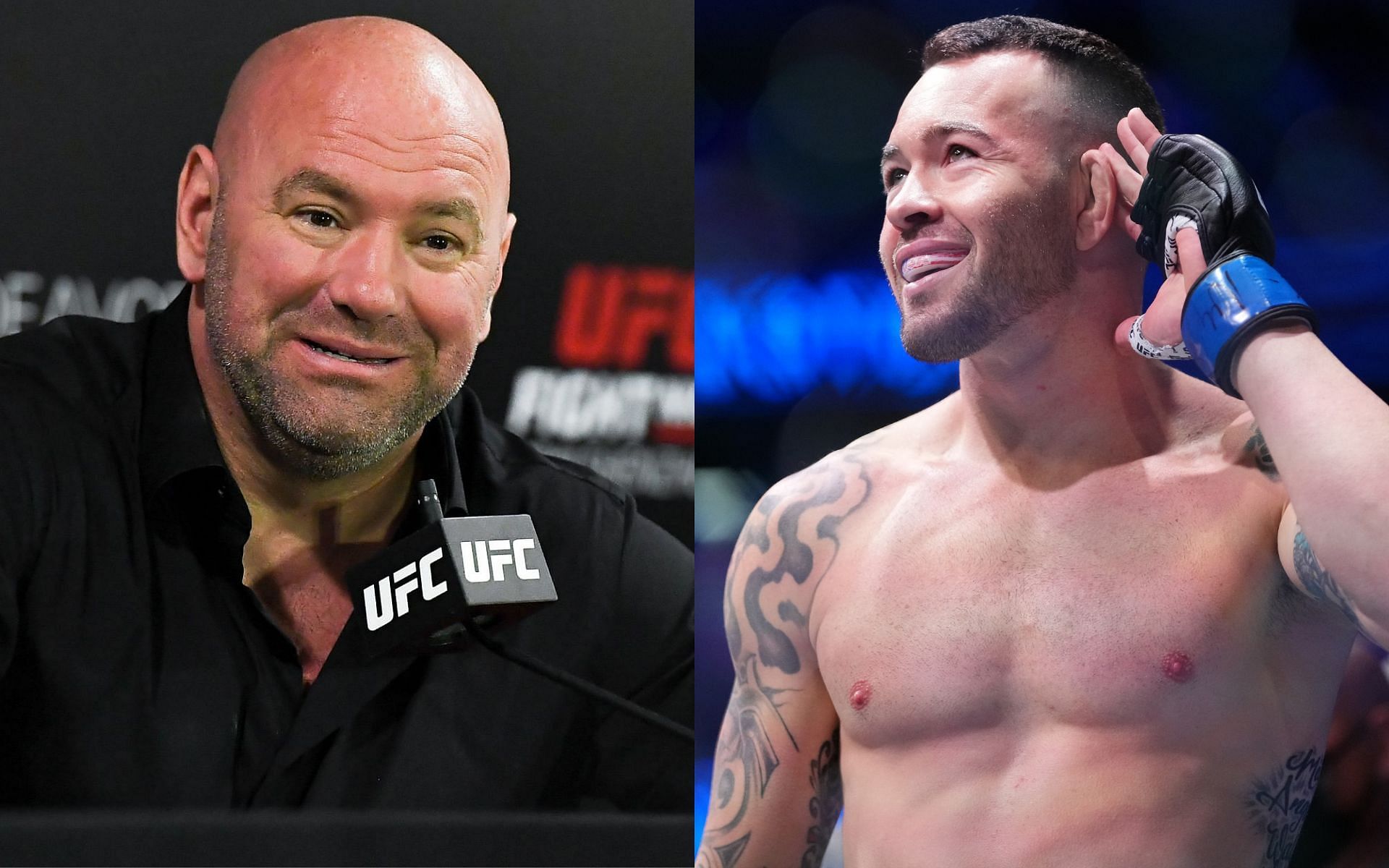 Dana White (left); Colby Covington (right)