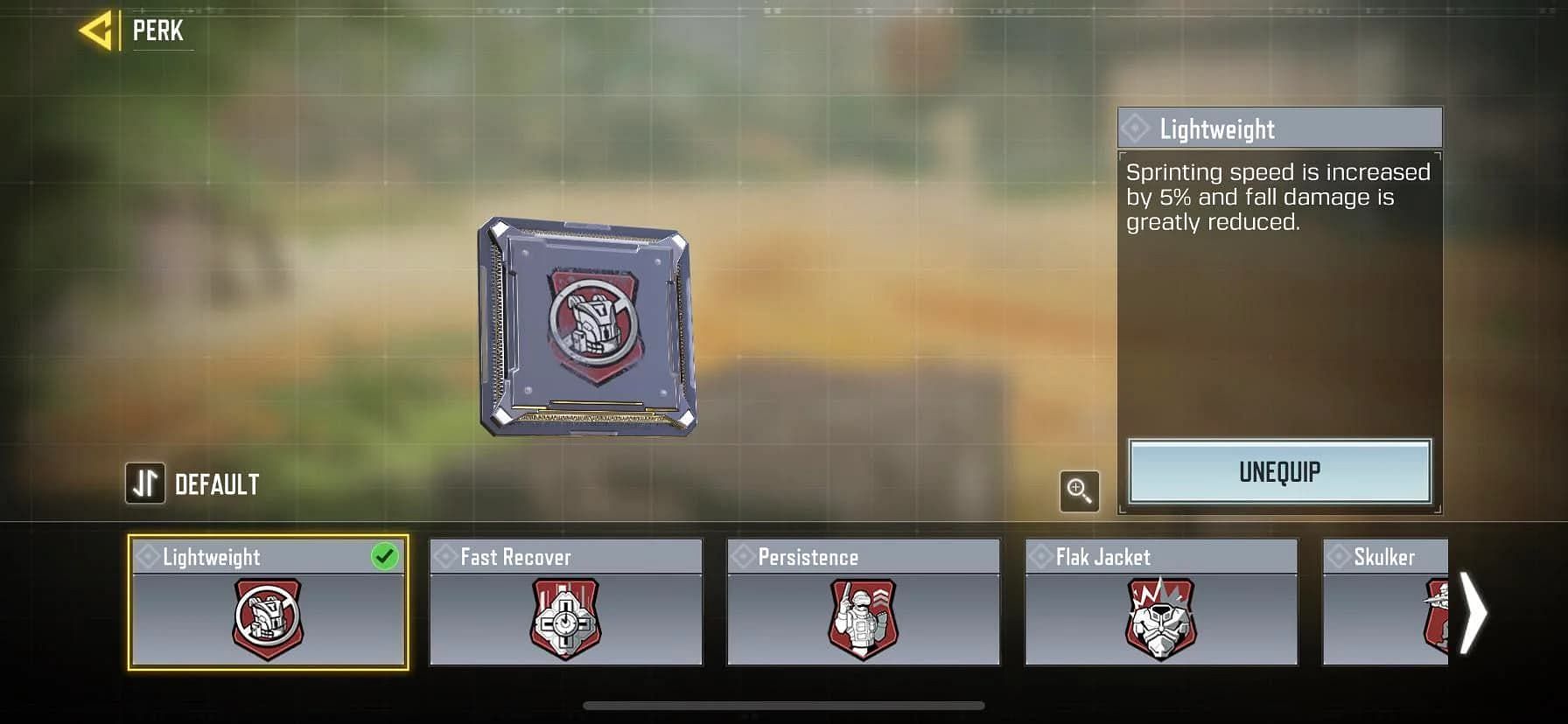 A look at the Lightweight perk in COD Mobile (Image via Activision)