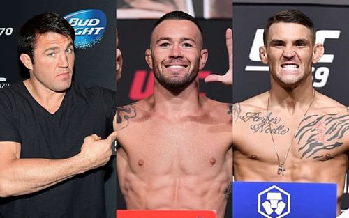 (left to right) Chael Sonnen [image via Getty], Colby Covington and Dustin Poirier [Images via @colbycovmma and @dustinpoirier on Instagram]