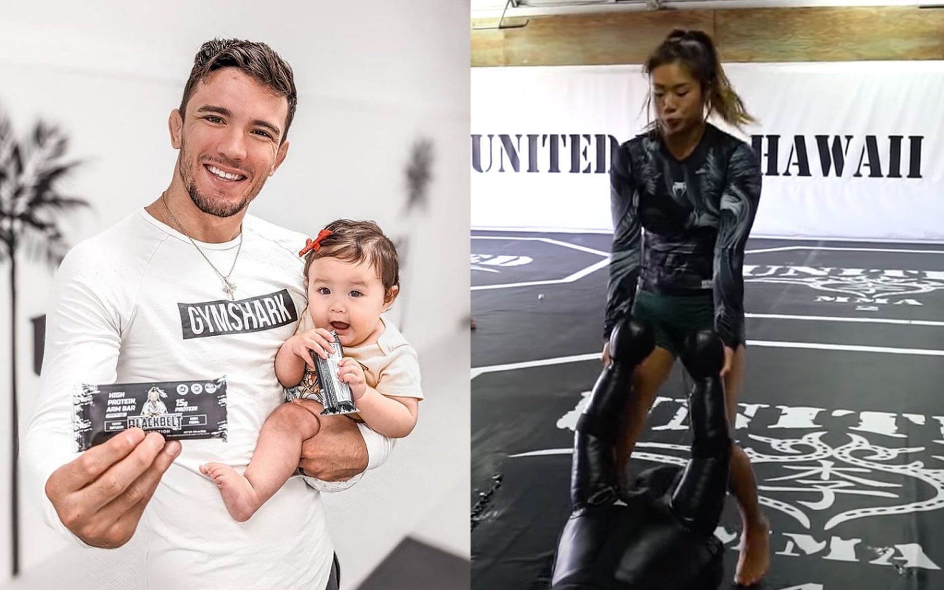 Bruno Pucci (Left) sees a different fire in Angela Lee (Right) as she trains to get back in the Circle. | [Photos: @bpucci on Instagram/ONE Championship]