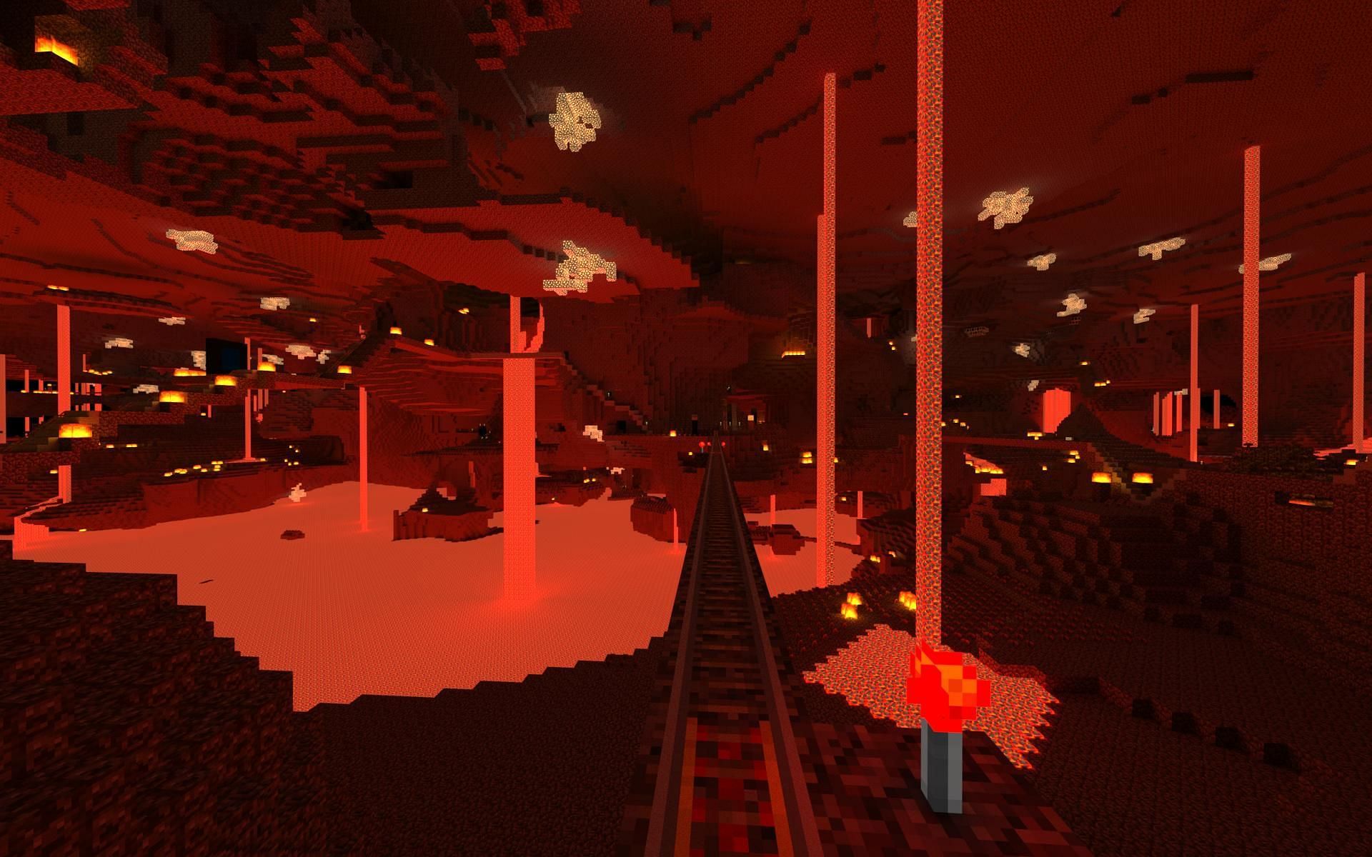 The Nether dimension (Image via WallpaperAccess/Minecraft)