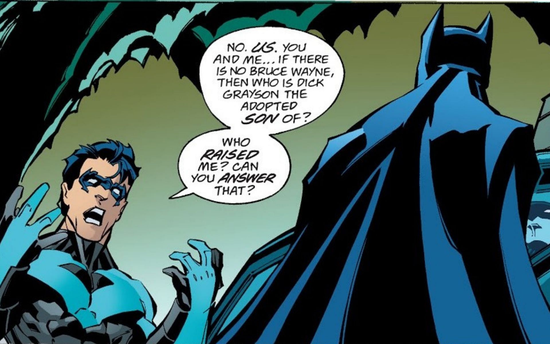 Nightwing aka Dick Grayson as the adopted son in Batman: Gotham Knights (Image via RedClops123/Twitter)