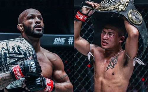 Rodtang Jitmuangnon (right) says he will use his fight against Demetrious Johnson (left) as a gauge if he's ready to jump to MMA. [Photos ONE Championship]