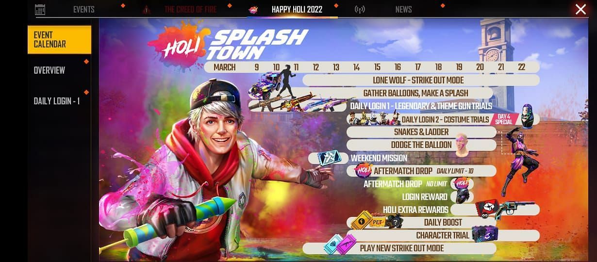 The Holi event calendar has been officially unveiled (Image via Garena)