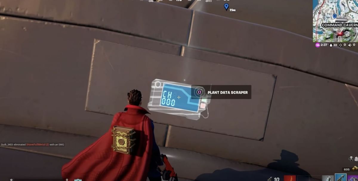 Where to plant a Data Scraper at the tail of an IO airship in Fortnite
