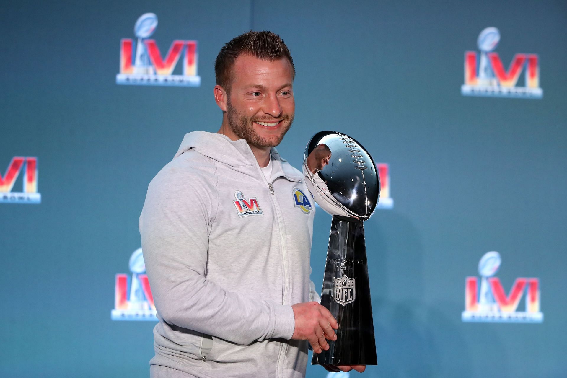 Sean McVay with the Vince Lombardi Trophy