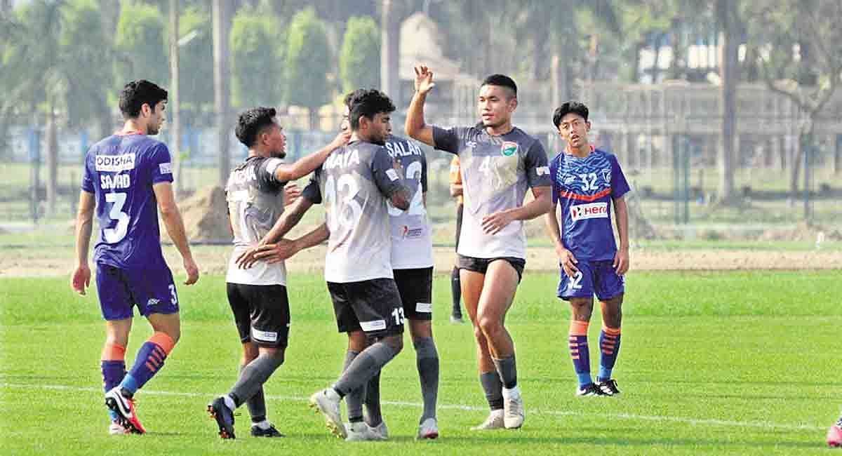 Sreenidi Deccan FC in action against Indian Arrows (Image Courtesy: Telangana Today)