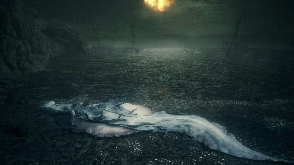 The corpse of Kos, a Great One (Image via Bloodborne DLC: The Old Hunters)