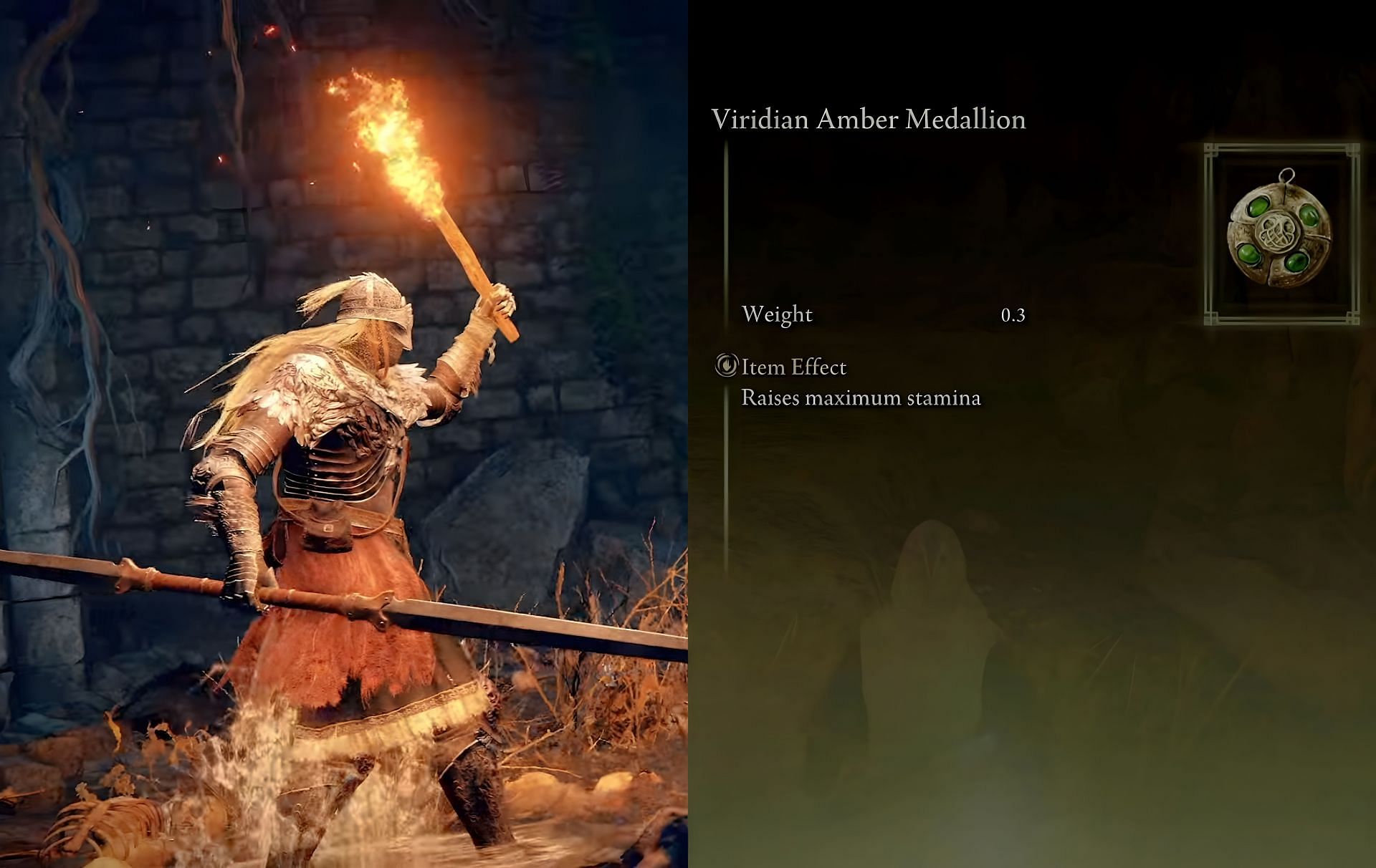 Obtaining the Viridian Amber Medallion in Elden Ring (Images via FromSoftware)