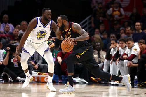 Draymond Green guards LeBron James during the 2018 NBA Finals