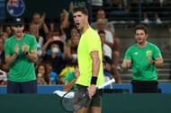 Thanasi Kokkinakis in action for Team Australia in the 2022 Davis Cup qualifiers