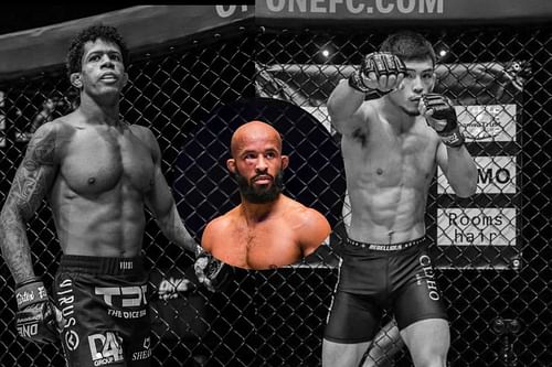 Demetrious Johnson (center inset) is open to having rematches with either Adriano Moraes (left) or Yuya Wakamatsu (right). [Photos: ONE Championship, @moraesadrianomma Moraes' Instagram, @yw0209c4 Wakamatsu's Instagram]