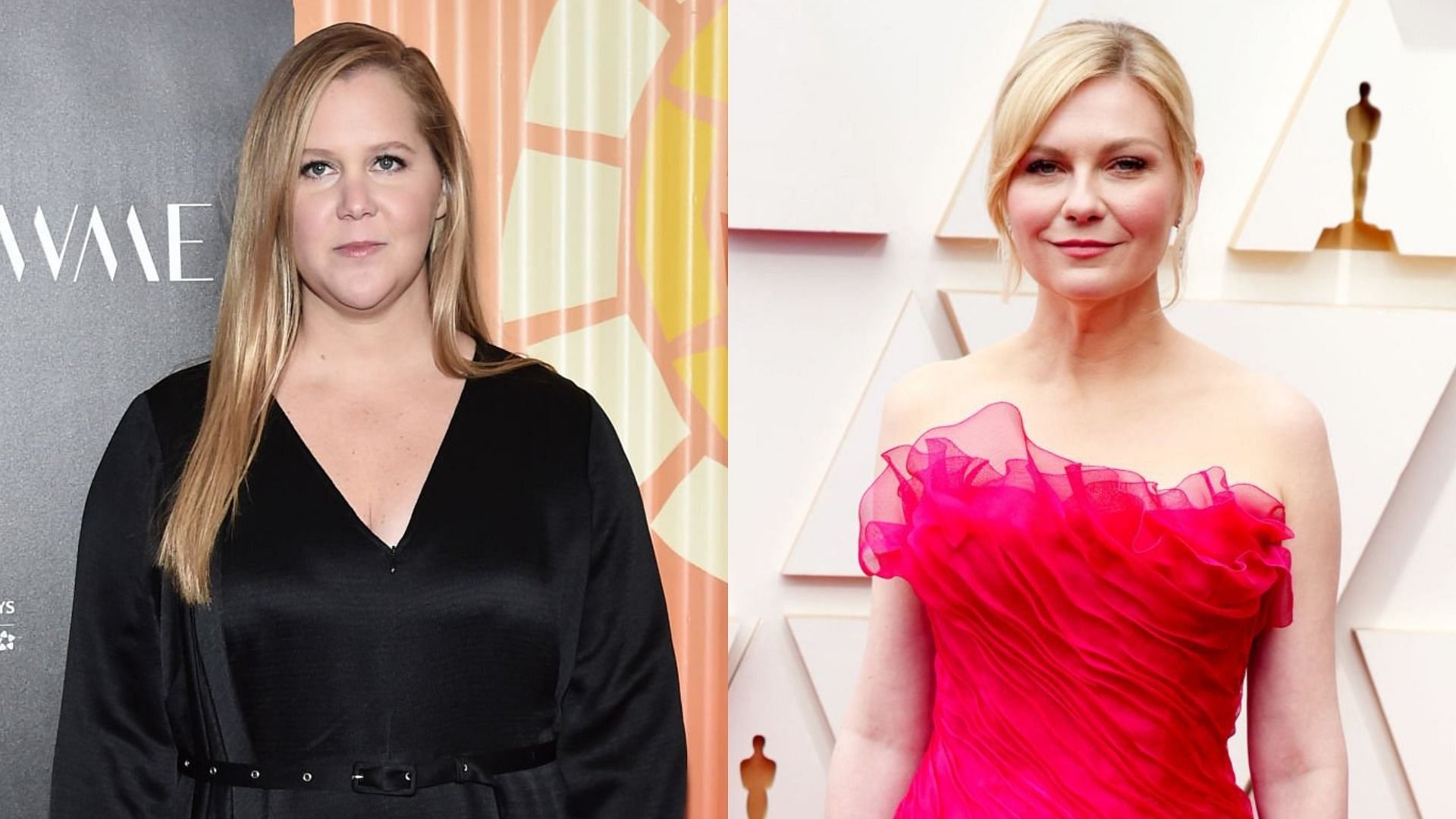 Amy Schumer said her &quot;seat filler&quot; joke about Kirsten Dunst was &quot;choreographed&quot; (Image via Steven Ferdman/Getty Images and Jeff Kravitz/Getty Images)