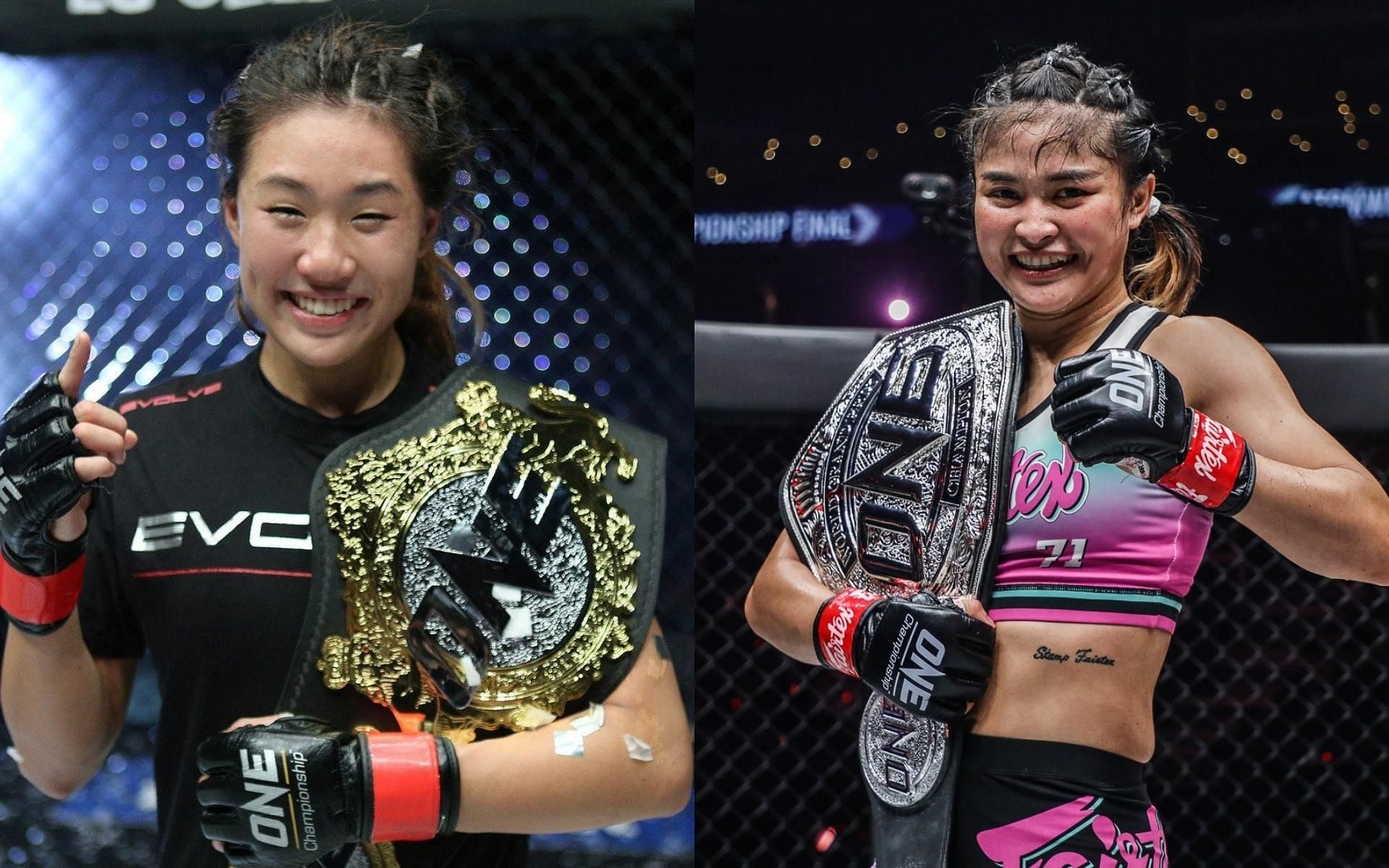 Angela Lee (left) has some nice words to say about Stamp Fairtex (right) ahead of their fight at ONE: X. (Images courtesy of ONE Championship)