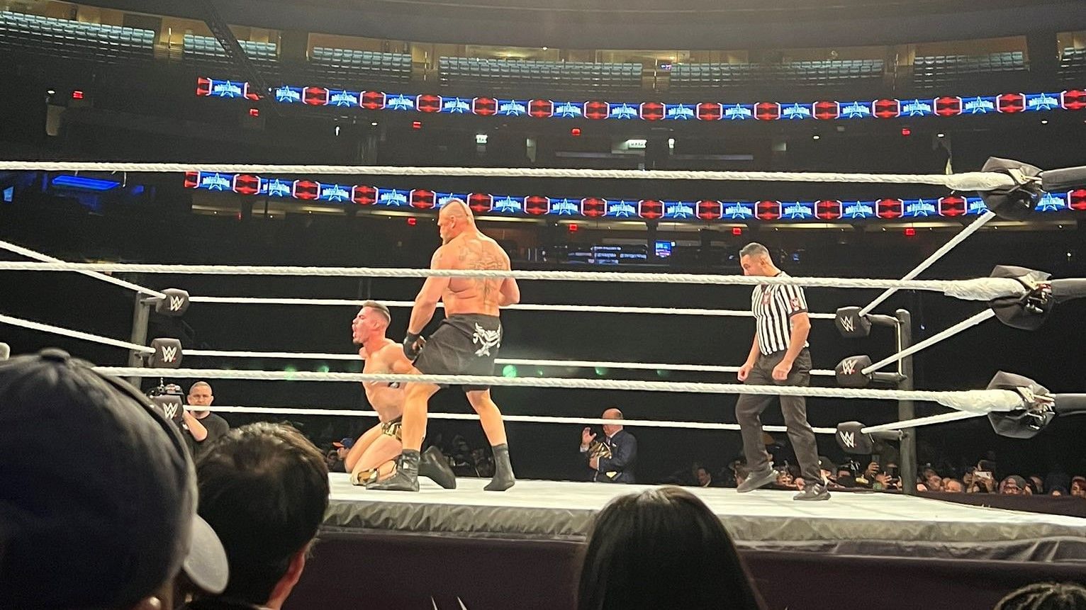 Austin Theory was no match for Brock Lesnar at the MSG. (credits Twitter user @FabulousBoss_)