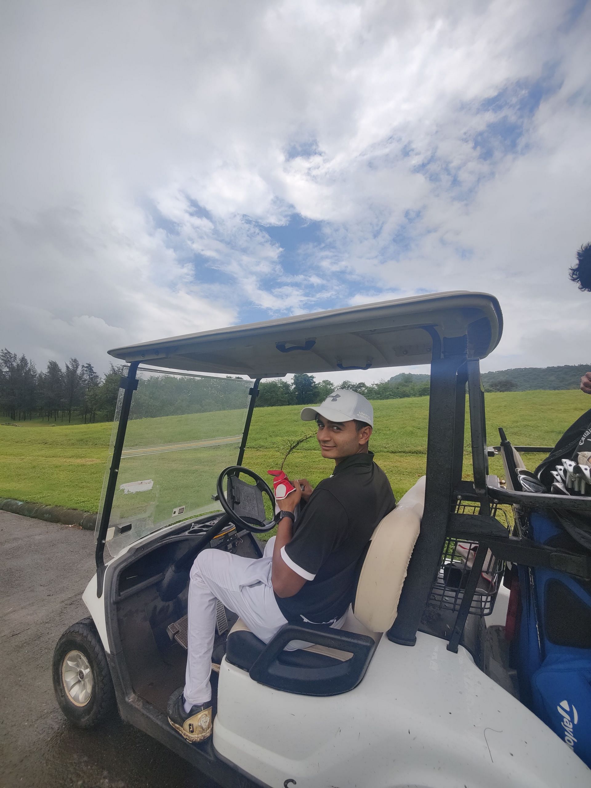 Young golfer Krishiv KL Tekchandani at a training session.