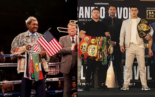 Don King (L) has blasted the upcoming Canelo Alvarez vs. Dmitry Bivol fight (R)