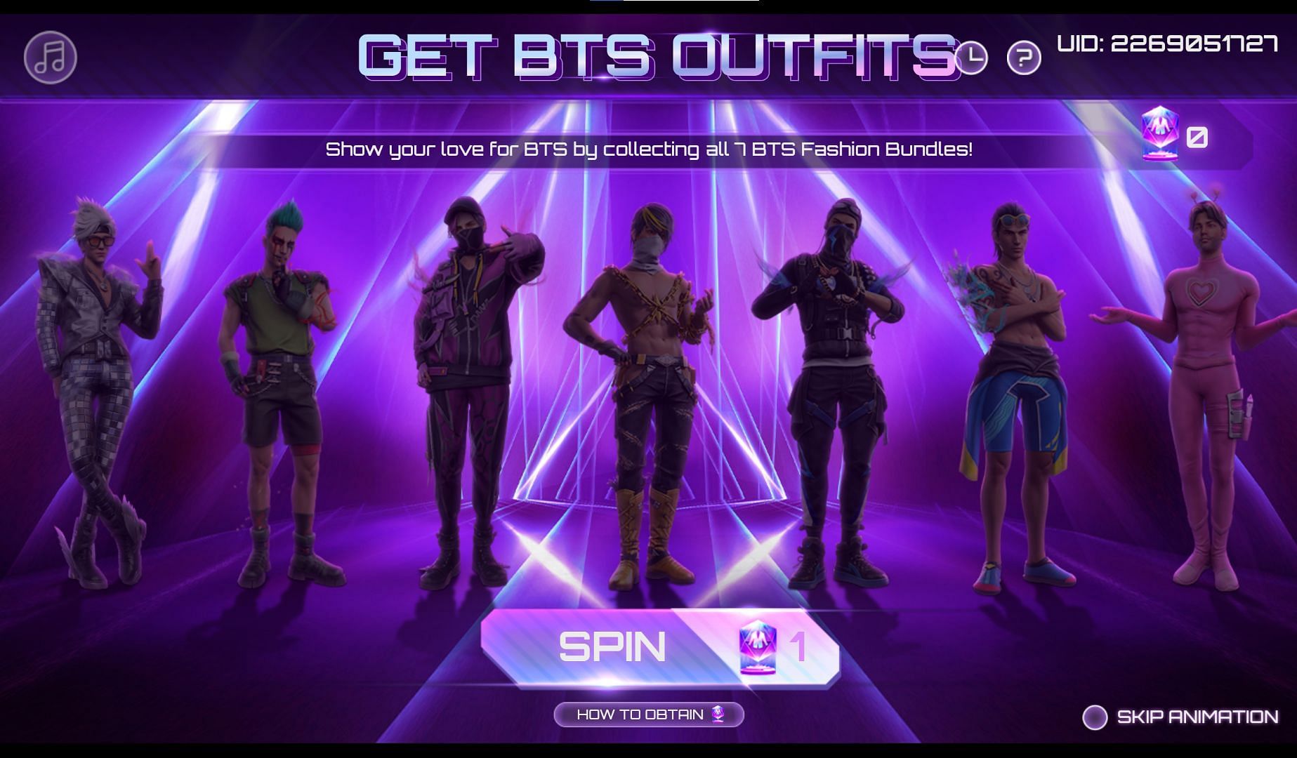 Exchange the Crystal for a BTS outfit (Image via Garena)