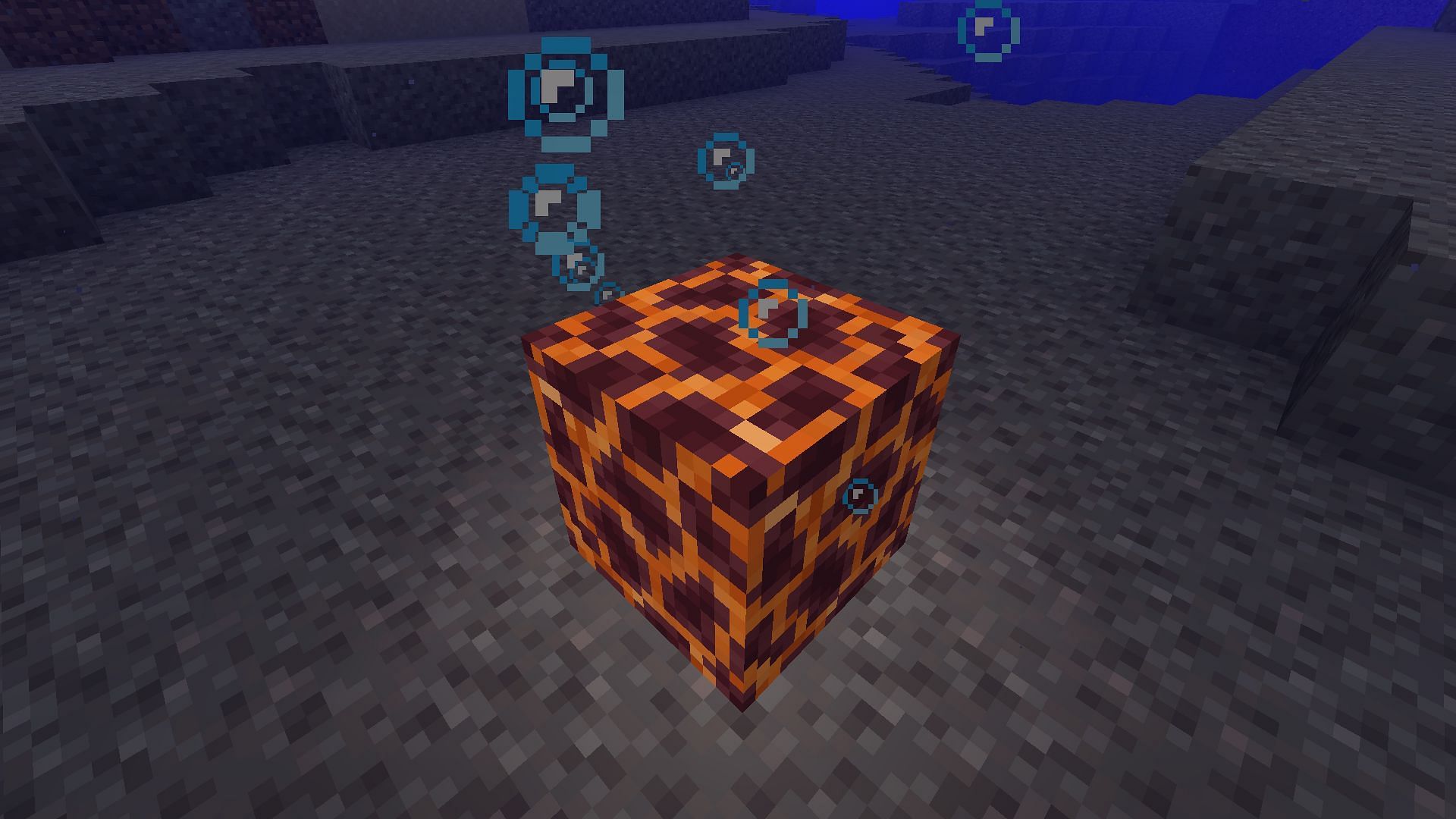 Crouch and stand on the magma block (Image via Minecraft)