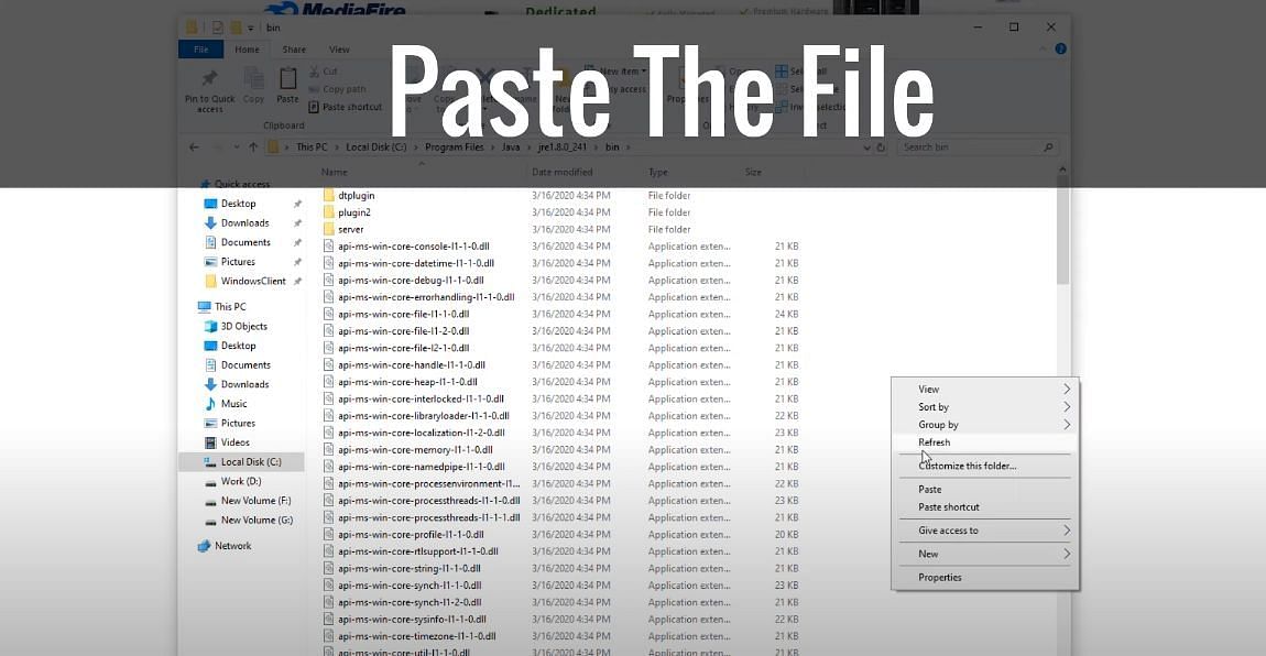 The file must be pasted in the appropriate directory (Image via YouTube, GameTrick)