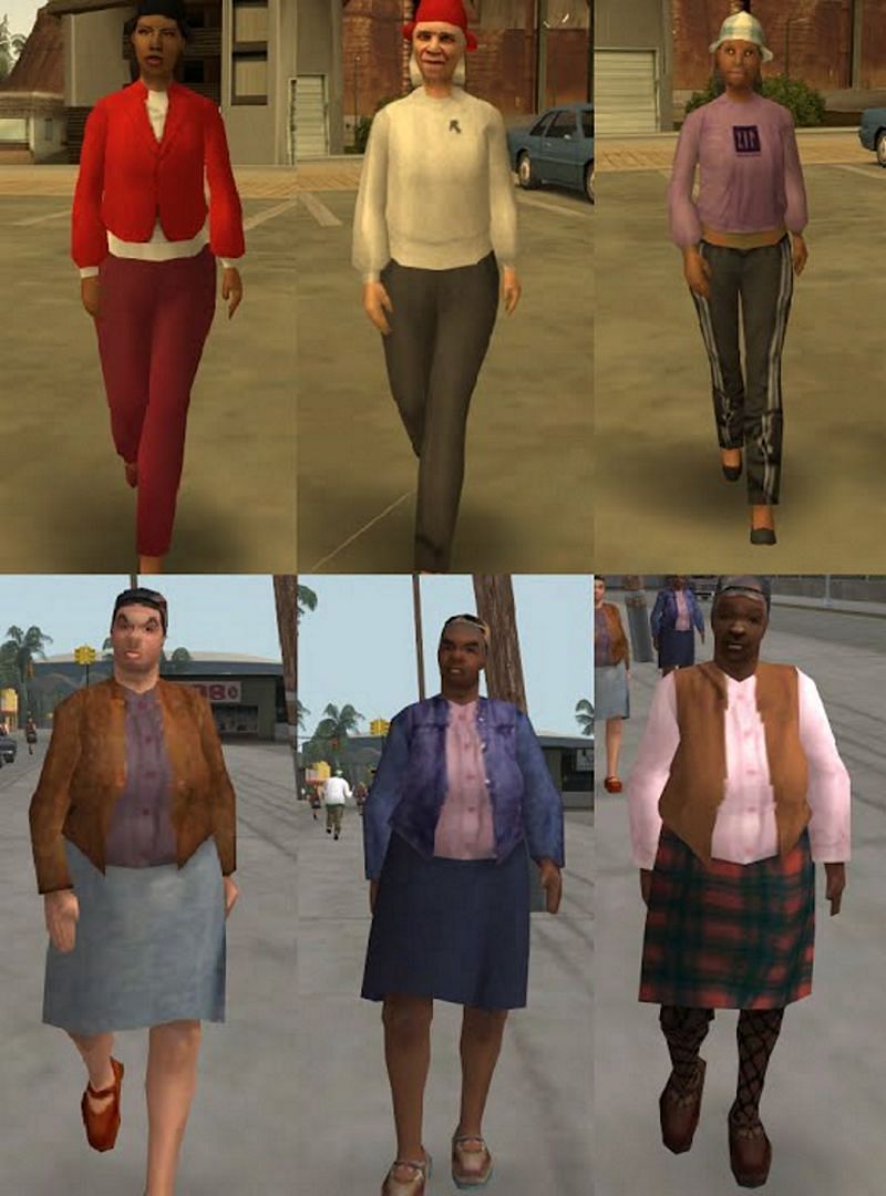 An example of how two pedestrians have three alternate &quot;skins&quot; each (Image via MixMods.com.br)