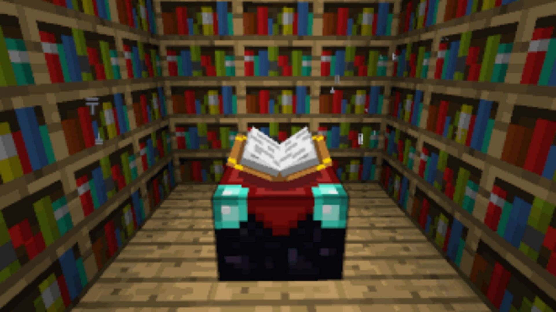 Bookshelves are the most surefire way to improve enchantment quality (Image via Mojang)