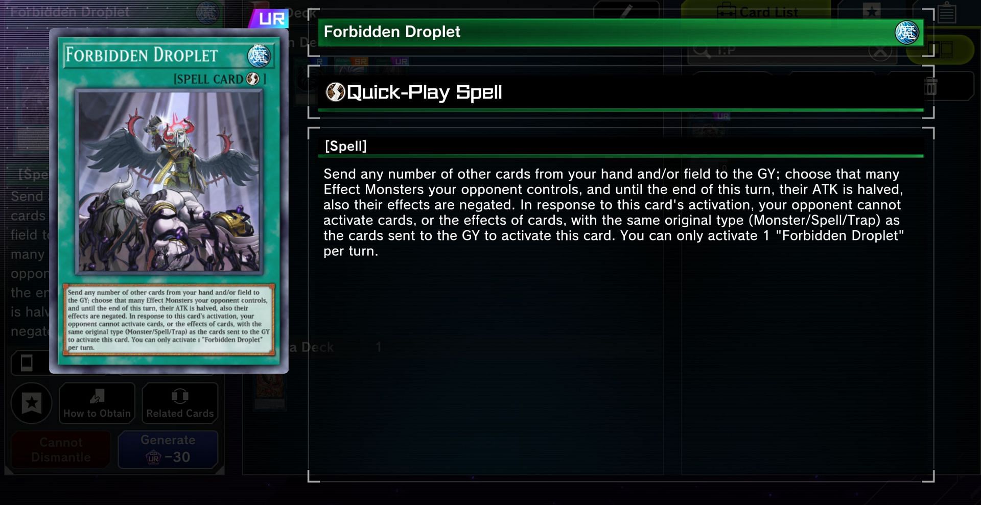 To deal with a mirror match, Forbidden Droplet can be the right card at the right time (Image via Konami)
