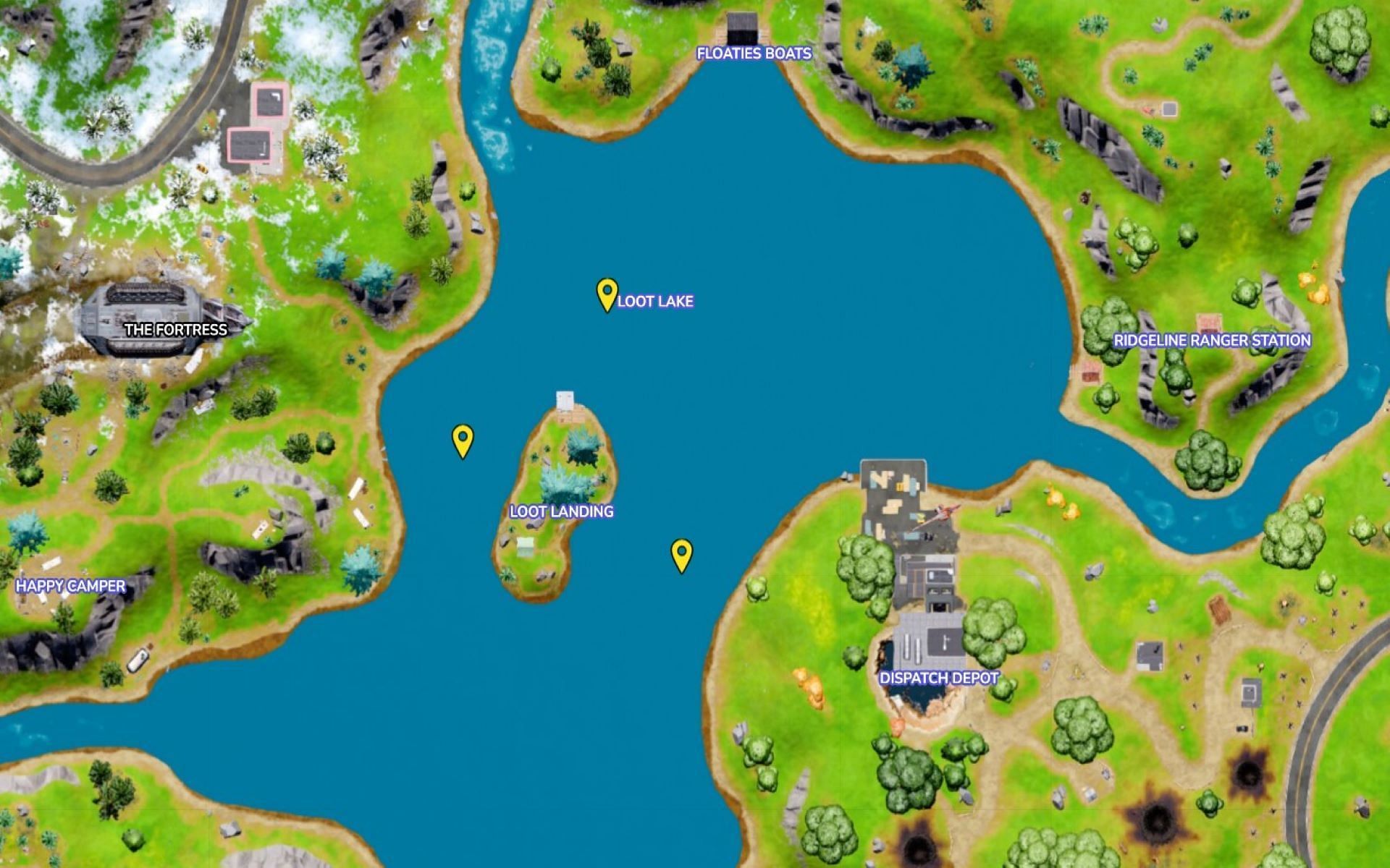 Omni Chip location near the Loot Lake POI (Image via Fortnite.GG)