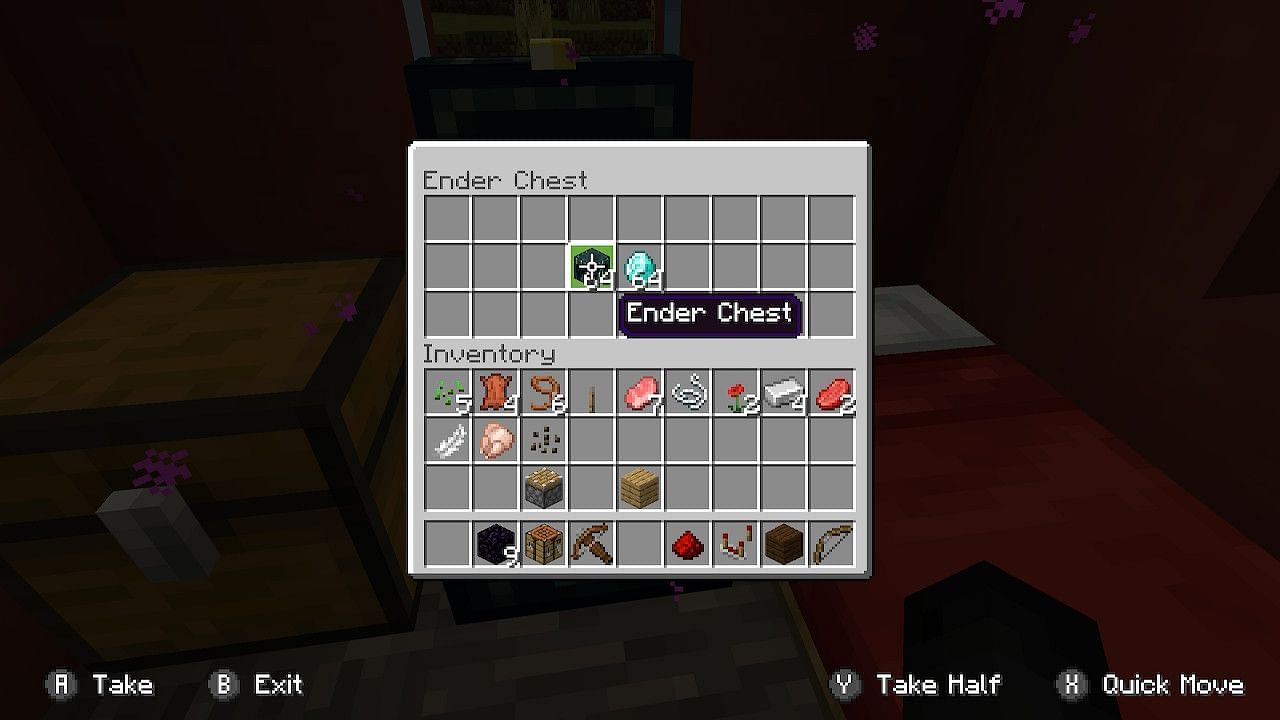 Players can keep ender chests inside their ender chest for ease of access when building (Image via Minecraft)