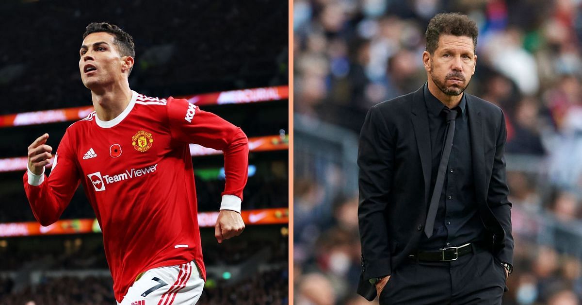 Manchester United forward Cristiano Ronaldo and Atletico Madrid manager Diego Simeone