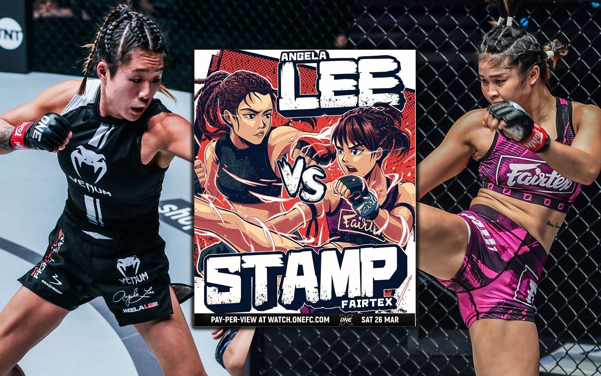 Angela Lee (L) and Stamp Fairtex (R) are immortalized in artwork for ONE X. | [Photos: ONE Championship]