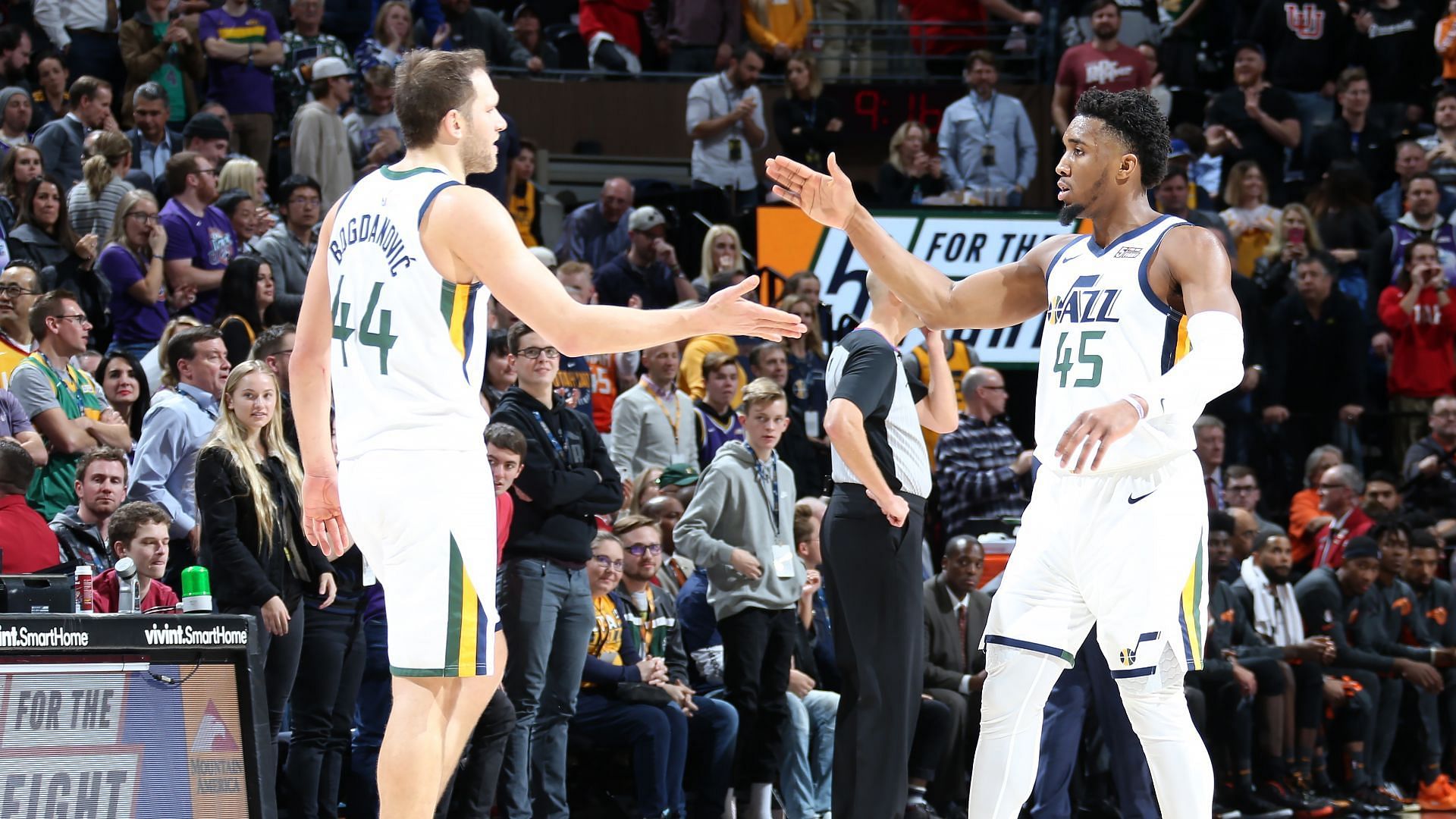 The Utah Jazz will miss two of their best scorers in Donavan Mitchell and Bojan Bogdanovic against the Clippers. [Photo: Sporting News]