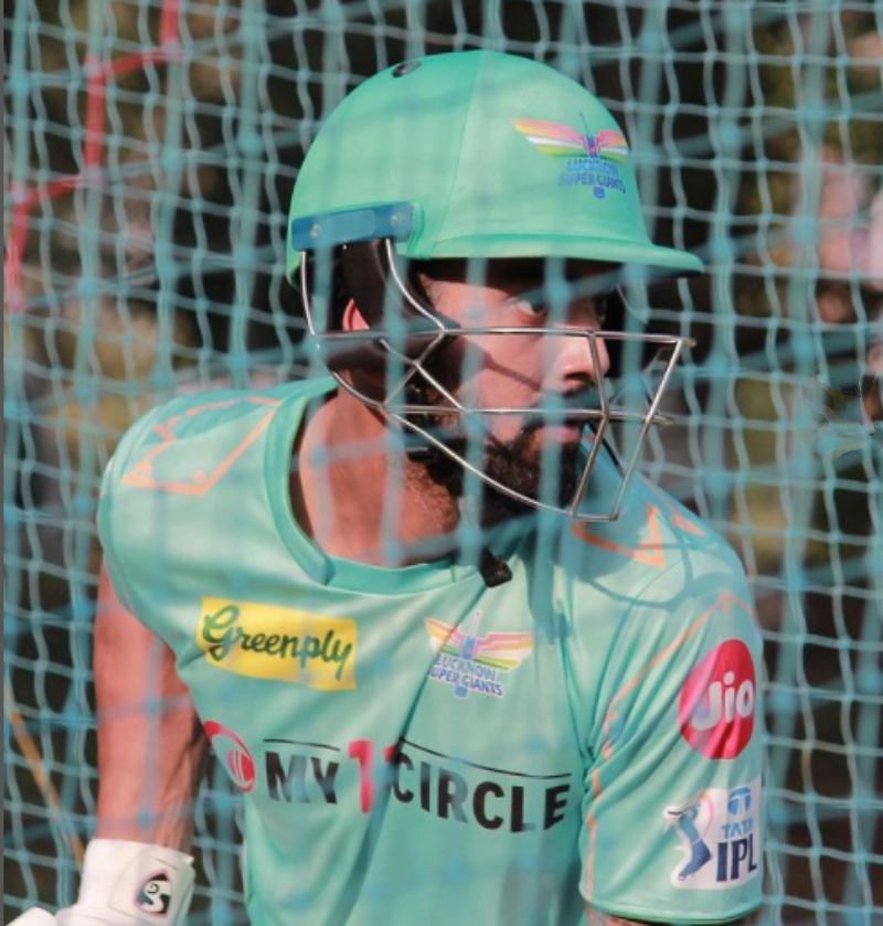 KL Rahul batting in the nets. Pic: LSG