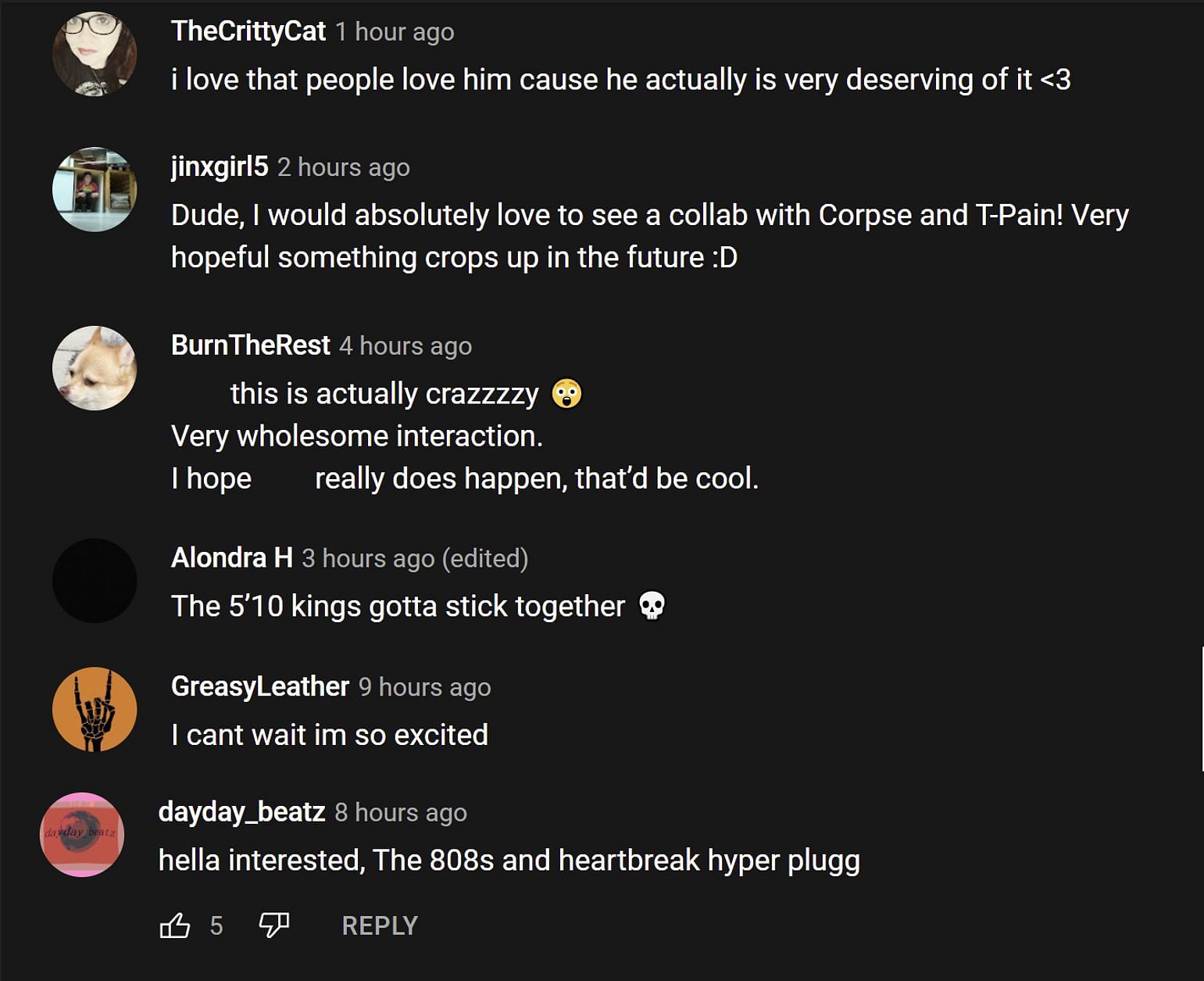 Fans reacting to the artists&#039; potential collaboration (Image via The Corpse Squad/YouTube)
