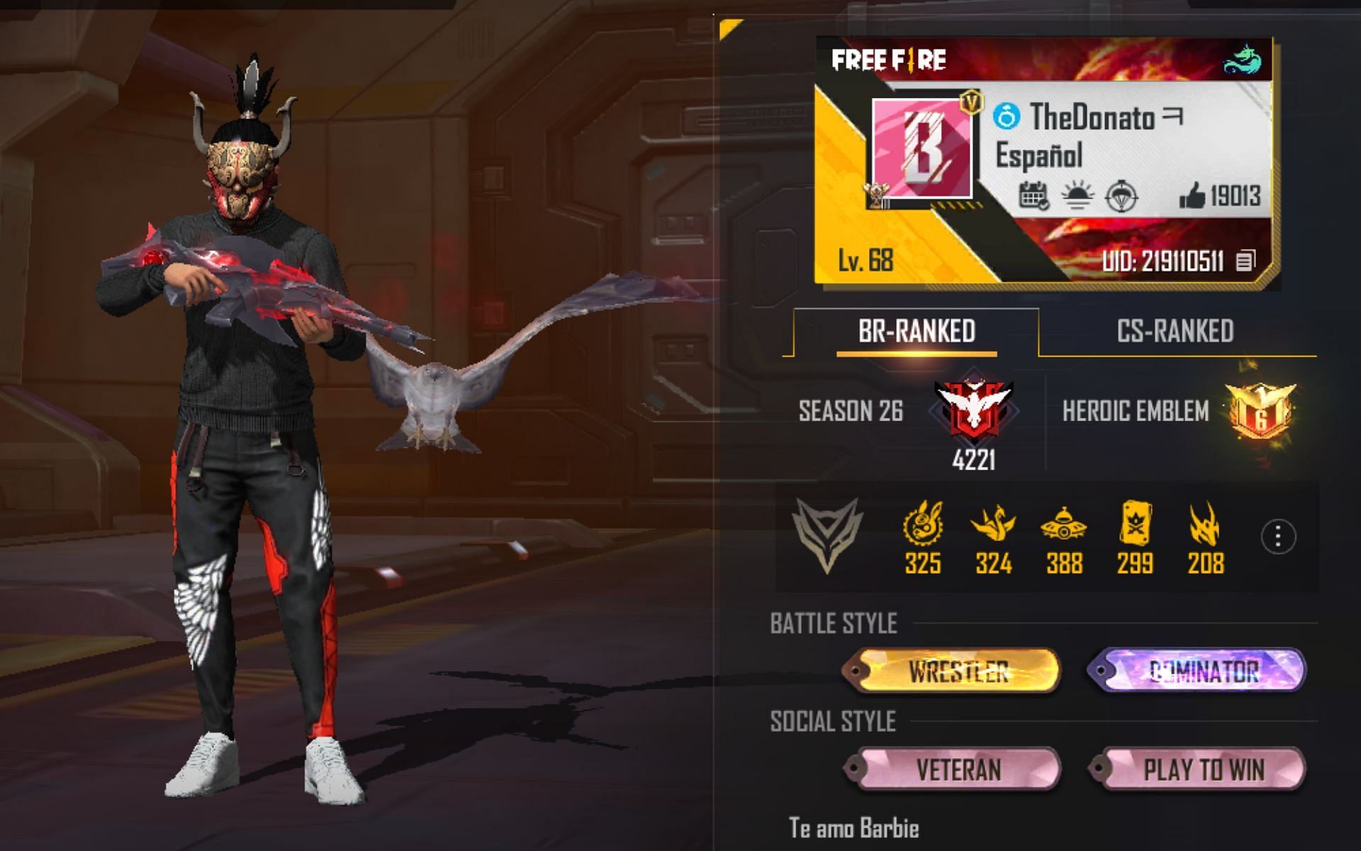 TheDonato&rsquo;s Free Fire MAX ID (Image via Garena)