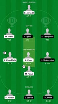 GS vs KLS Dream11 Prediction - MCA T20 Club Invitation