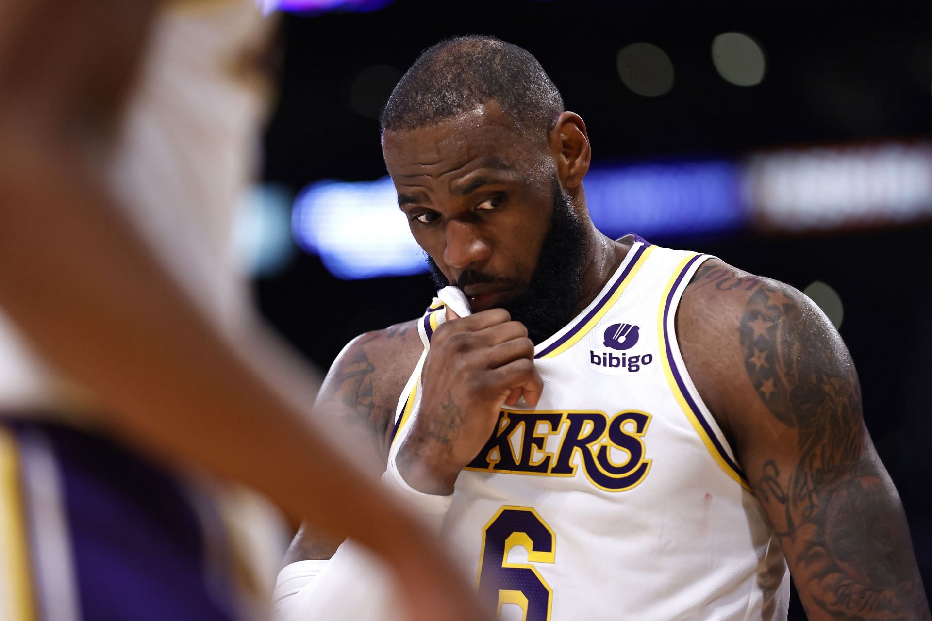 Pelicans v Los Angeles Lakers; LeBron James reacts during Sunday night&#039;s game against the Pelicans