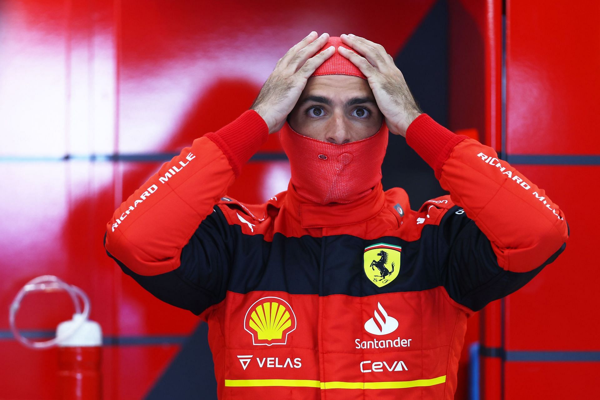 Ferrari driver Carlos Sainz prepares for the first practice session at the 2022 Saudi Arabian GP in Jeddah (Photo by Lars Baron/Getty Images)