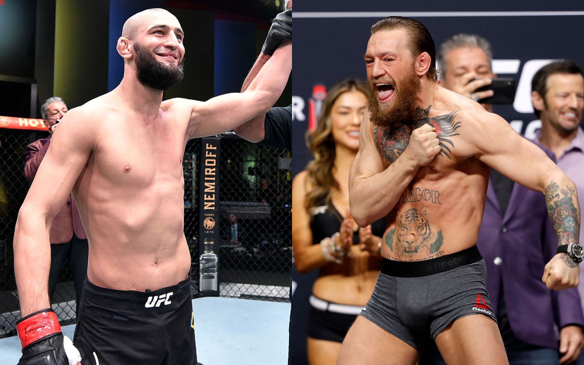 Khamzat Chimaev (left) and Conor McGregor (right) (Images via Getty)
