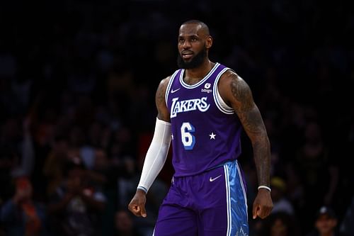 LA Lakers' LeBron James in action during a game