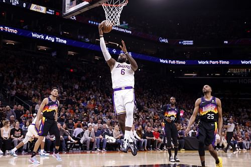 LeBron James in action against the Phoenix Suns