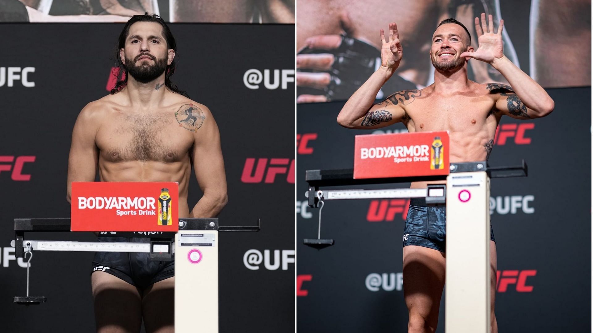 Jorge Masvidal (Left) and Colby Covington (Right) weighs in for UFC 272 [Image courtesy of @ufc Instagram]