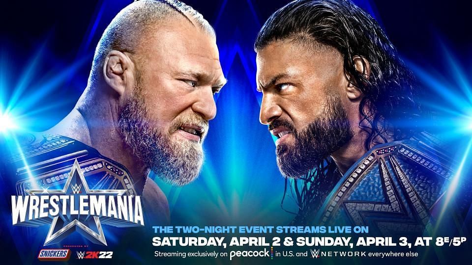 The official poster for Roman Reigns and Brock Lesnar&#039;s WrestleMania match.